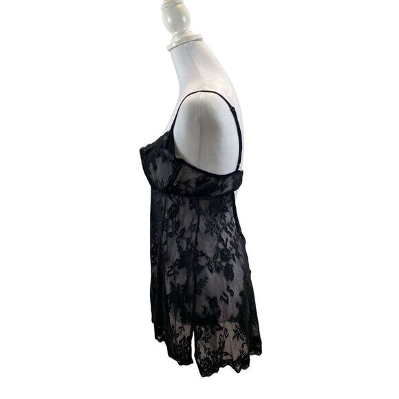 Victorias Secret Black Sheer Floral‎ Lace Lingerie Nightgown Size 36C - Picture 6 of 9
